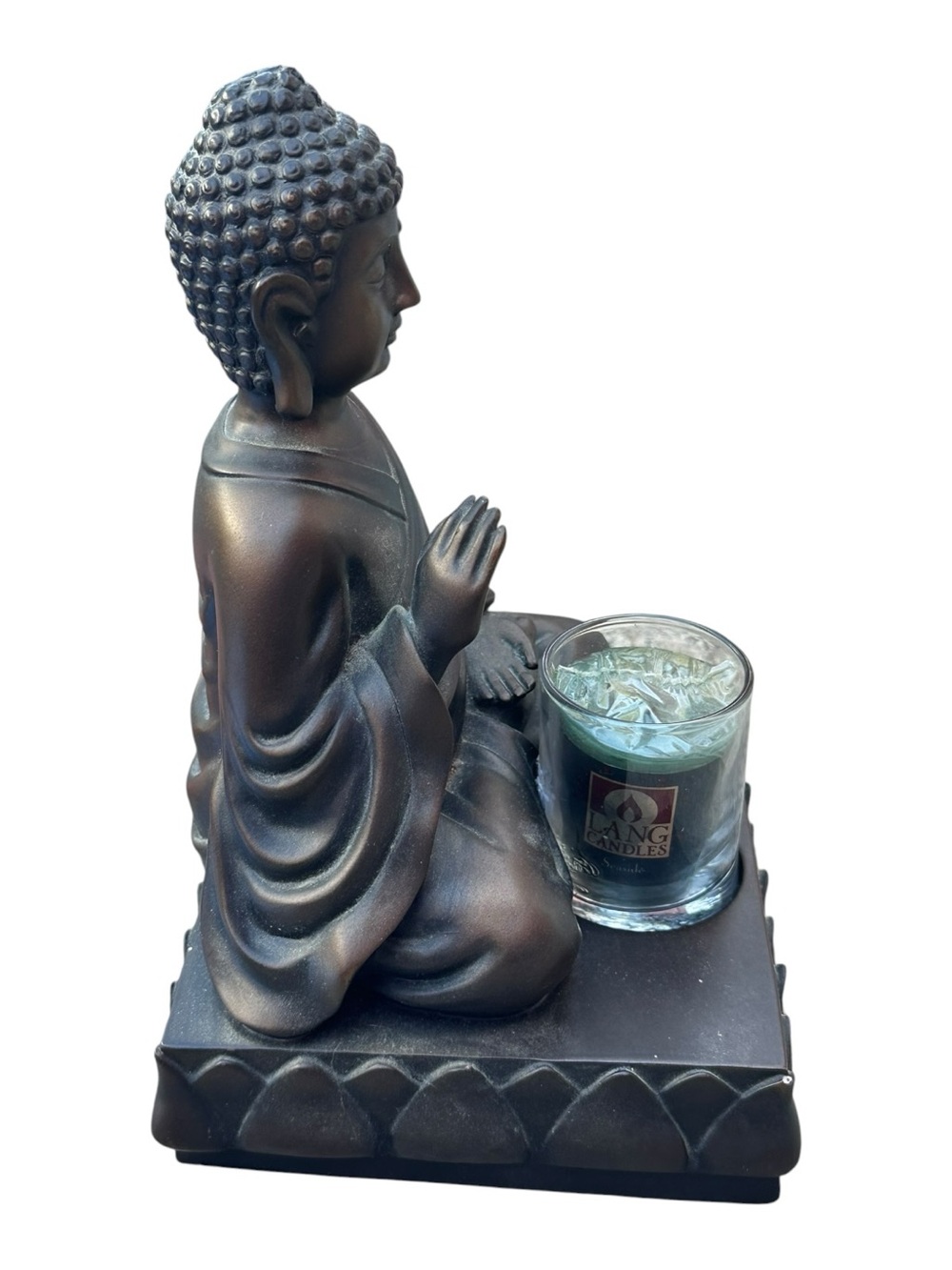 Partylite Buddha Tealight Candle Holder Bronze Meditation Zen Decor 9” - Picture 2 of 9